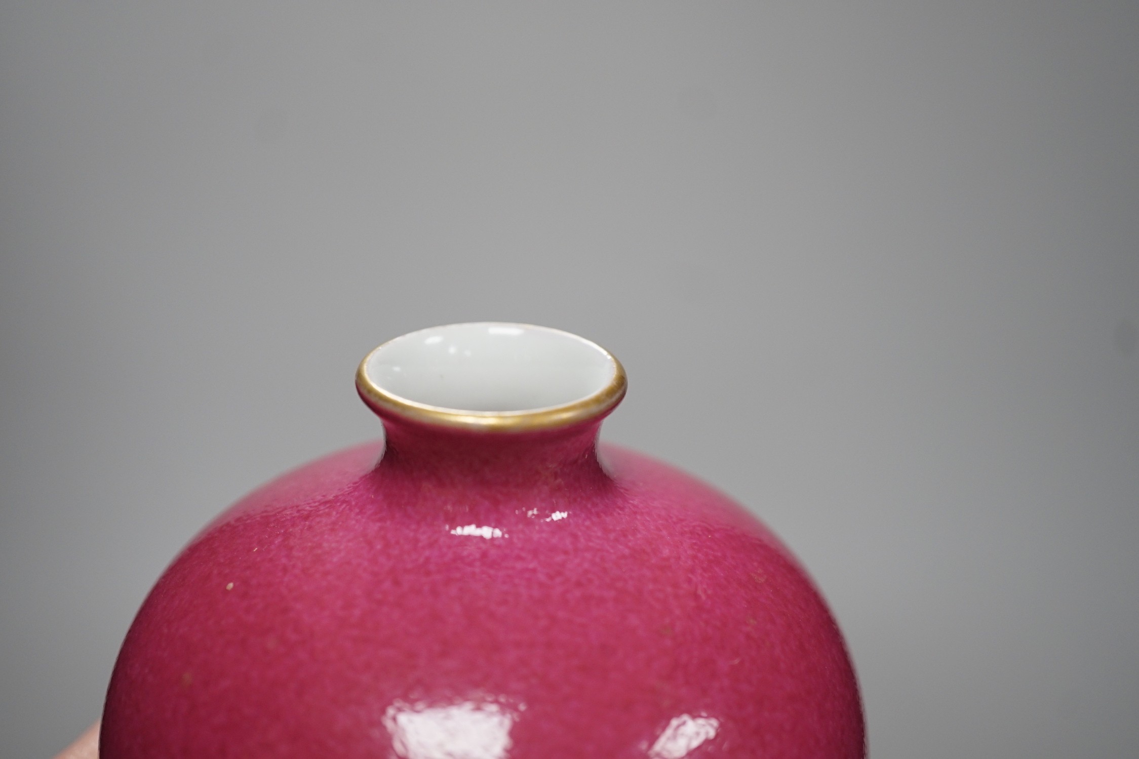 A Chinese ruby glazed meiping, 17cm